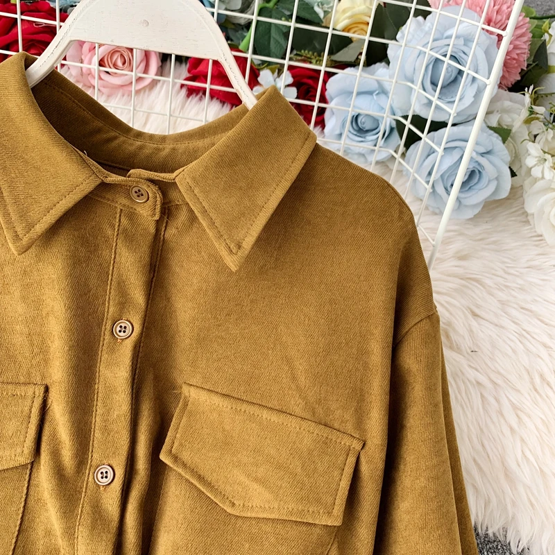 SINGRAIN 2019 женское вельветовое платье осенняя уличная одежда с длинным рукавом и