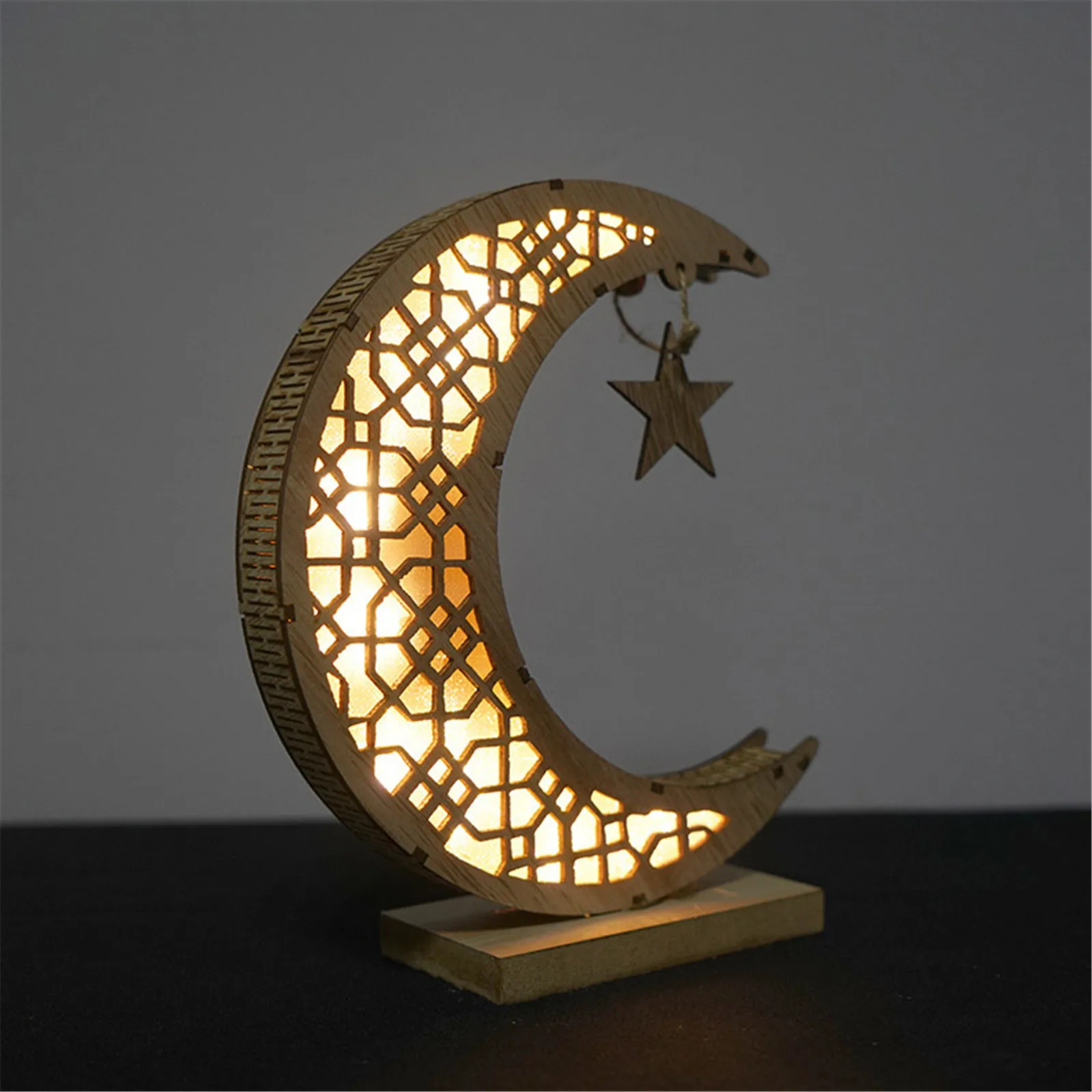 

Eid Mubarak Decoration Ramadan Glowing Wooden Hollow Moon Night Light Decoration Aid Moubarak Decoration Ramadan 2021