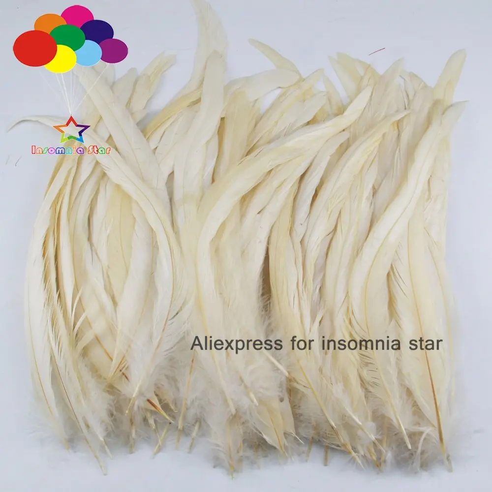 

100 pcs 20-45cm/8-18 inch milk white carnival headress Bleach and Dyed Coque Tails Long Rooster Feather