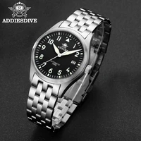 addies dive pilot fashion simple watch business automatic men nh35 mechanical watch stainless steel c3 super luminous watches