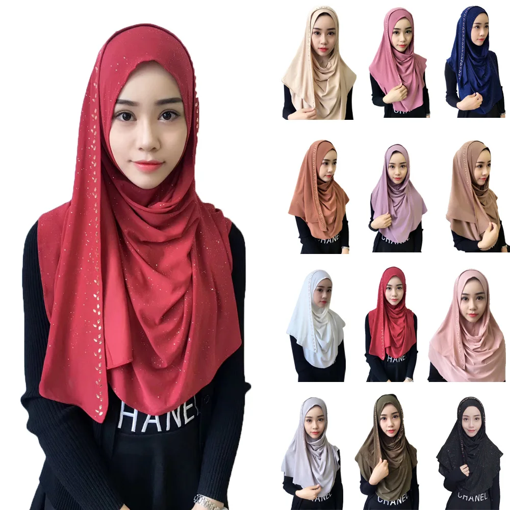 

Fashion Muslim Women Hijab Scarf Bandanas Hooded Instant Wraps Bonnet Cap Shawl Headscarf Arab Islamic Turban Moroccan Headwear