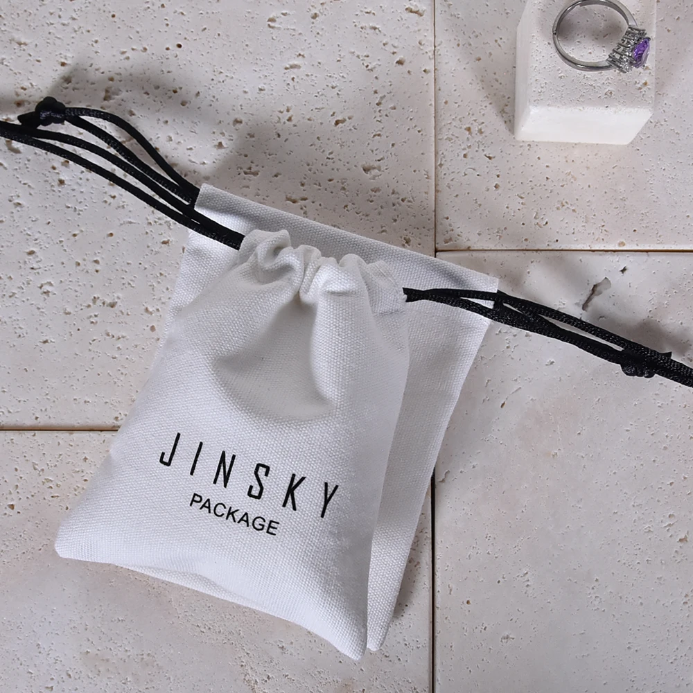 

100 pcs/lot Jewelry Pouch Bag Drawstring Linen Bags Jewellery Storage Earring Bracelet Packaging Bag Personalized Logo