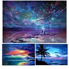 5D алмазов картина звездное небо Алмазный Мозаика пляж закат 