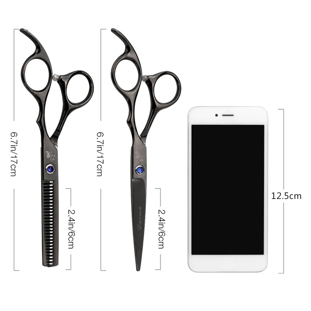 2pcs/set Professional 6 Inch Hair Cutting Scissor Leather Bag Stainless Steel Barber Salon Thinning Tools for Hairdressing | Красота и