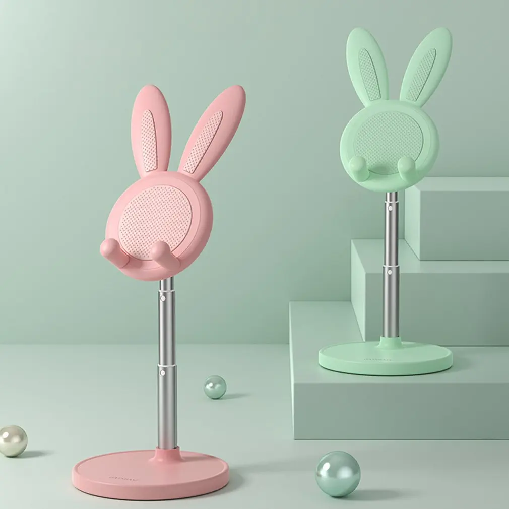 

Cute Bunny Phone Holder Desktop Cell Phone Stand, Height Angle Adjustable For iPhone iPad Tablet