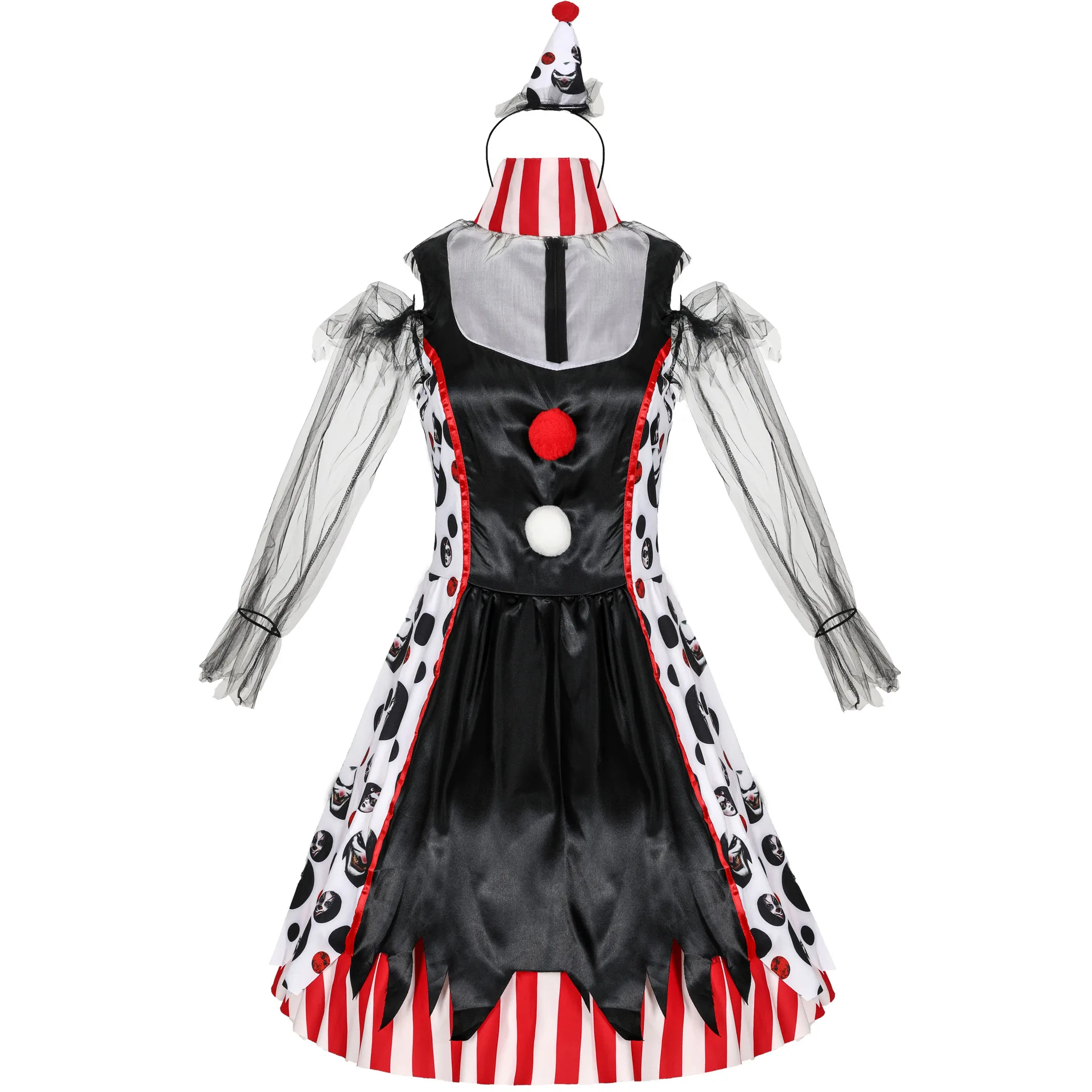 Women Evil Clown Joker Costumes Cosplay Woman Halloween Carnival Purim Funny Party Dress Up Adult Female Uniform images - 6
