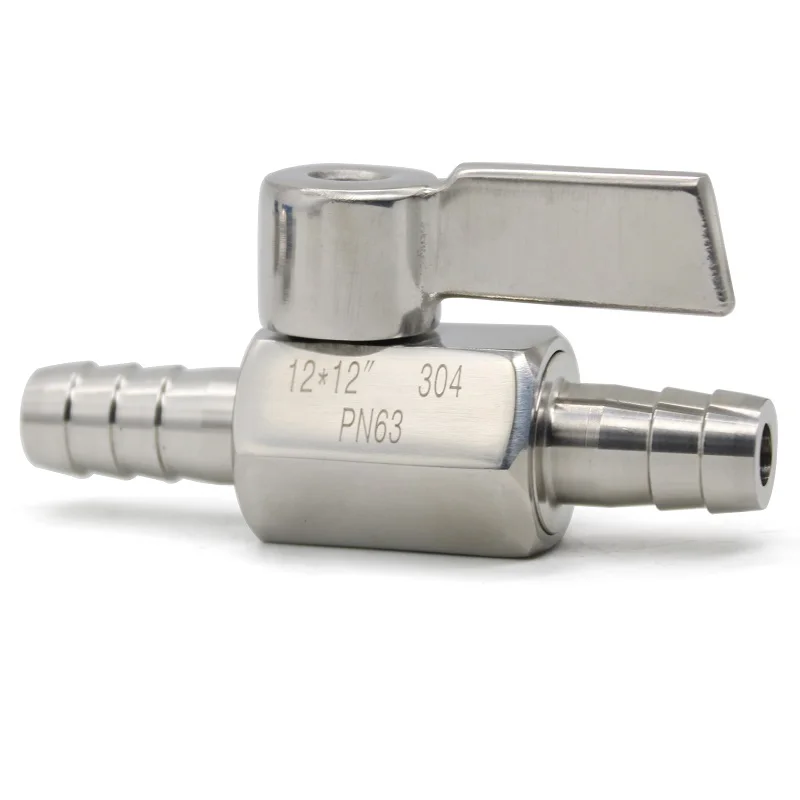 

Free shipping 7mm 8mm 10mm 12mm hose barb mini sanitary ball valve homemade beer SUS 304 stainless steel with blue handle