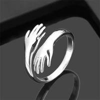 new creative romantic hand strap love hug ring fashion lady men adjustable open cuff ring party wedding couple ring