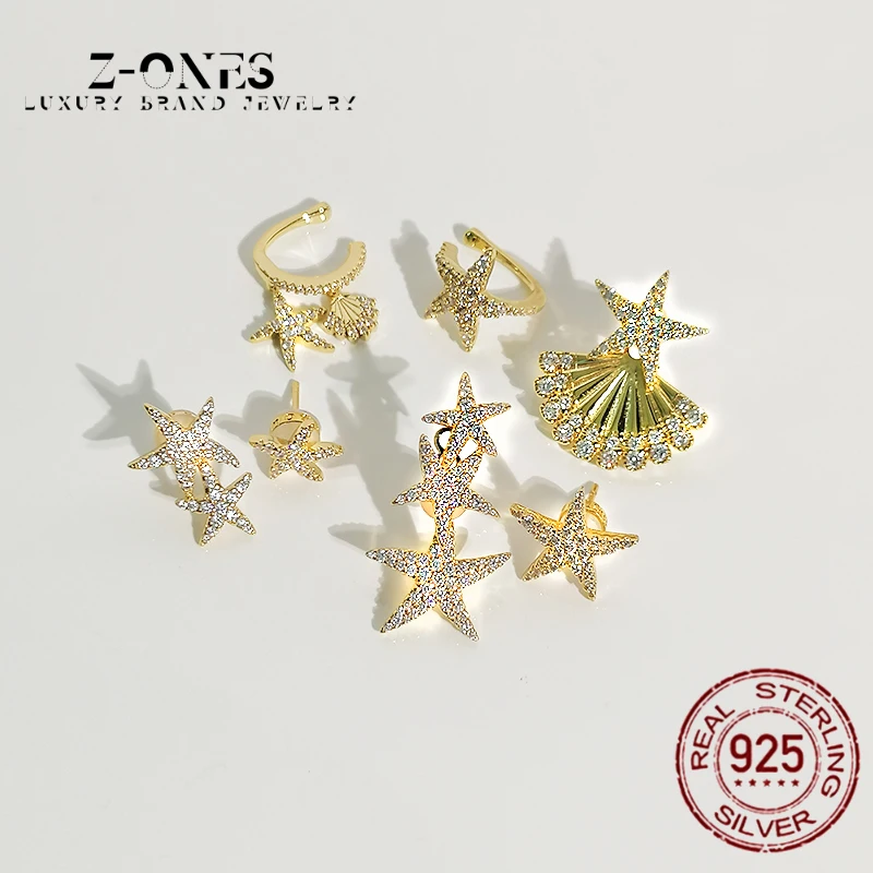 

S925 sterling silver women earrings set zircon starfish five-point irregular earrings luxury brand Monaco jewelry fashion person