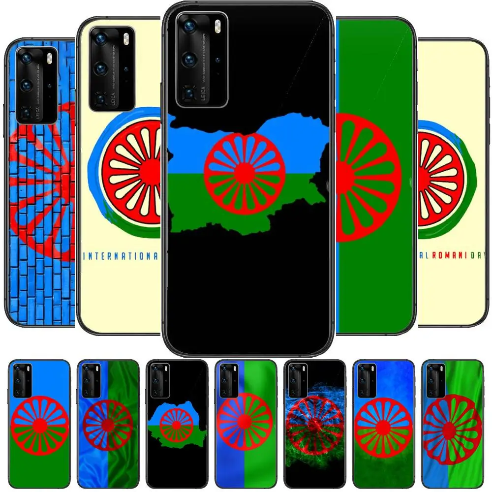 

Gypsy Romani Roma Flag Phone Case For Huawei P40 p30 P20 10 9 8 Lite E Pro Plus Black Etui Coque Painting Hoesjes comic fas