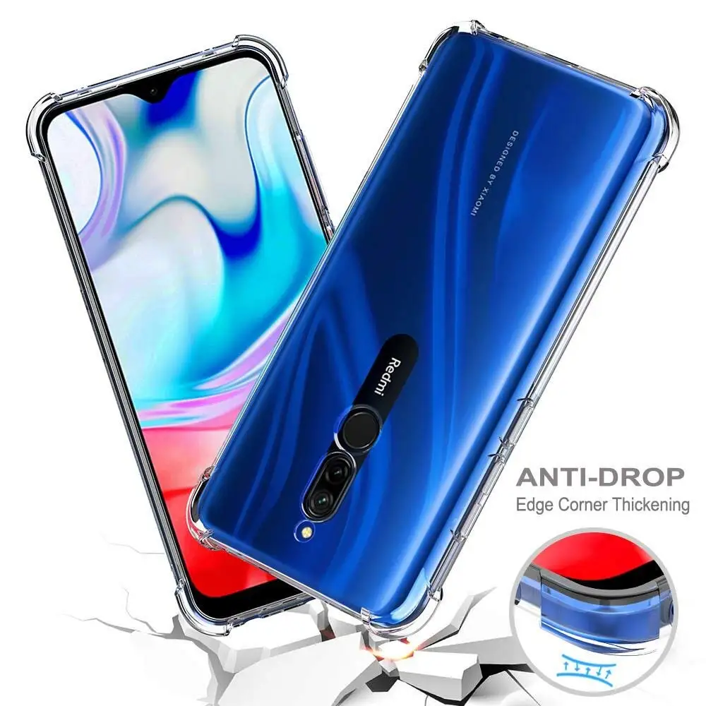shockproof clear phone case for xiaomi redmi note 8 pro 8t case transparent soft tpu silicone back cover on xiomi redmi 8a coque free global shipping