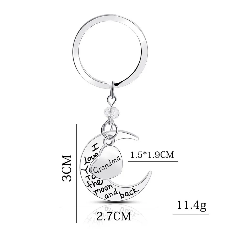 

Keychain Mom/Dad/Daughter/Sister/Grandma/Grandpa/Brother/Uncle/Aunt/Son I Love You To The Moon And Back Key Ring Keyring Gift