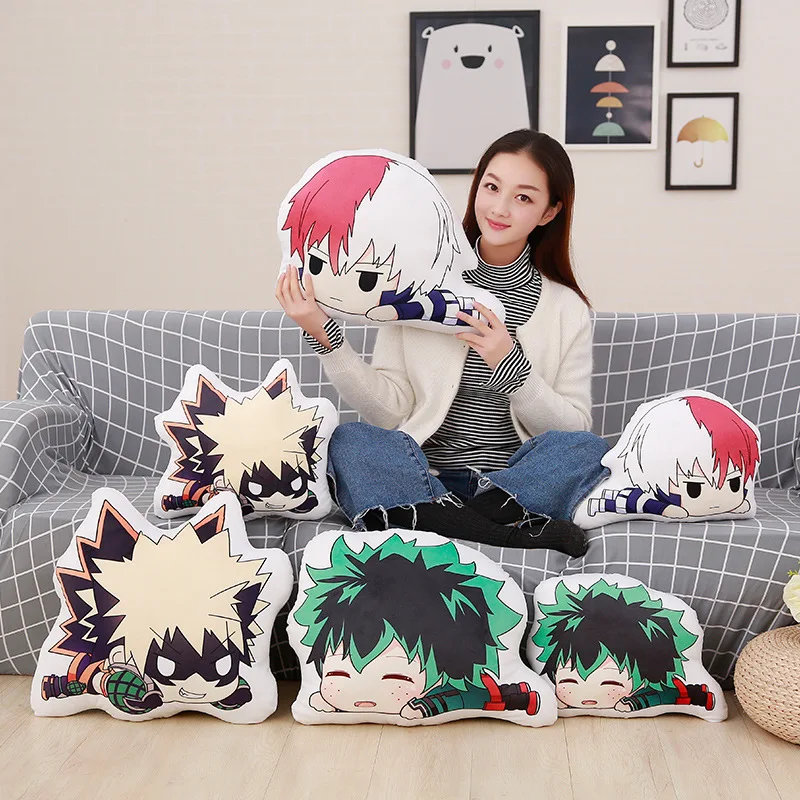 

My Hero Academia Anime Boku Yoh Asakura Katsuki Bakugo Shoto Toooroki Midoriya Izuku Dolls Pillow Stuffed Toys Plush Wigs
