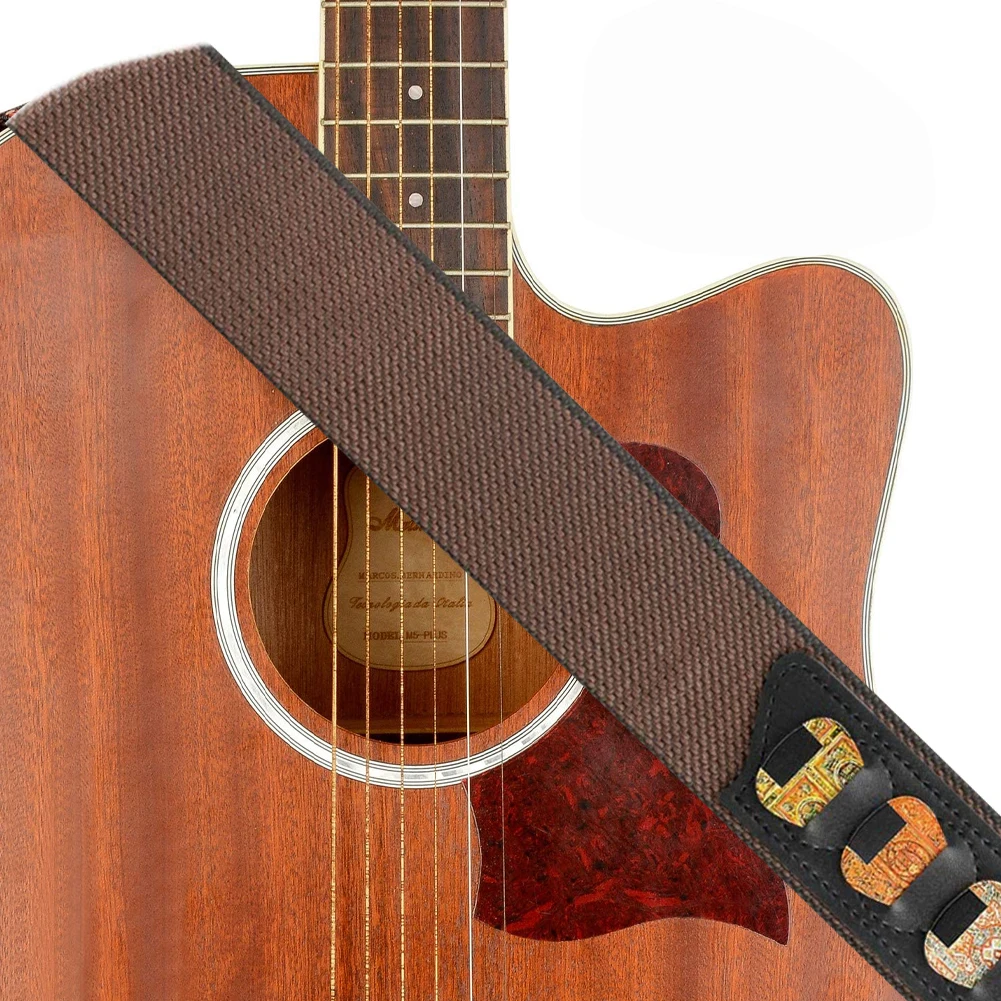 einstellbare reine baumwolle gitarre strap brown für akustische elektrische bass gitarre elektrische akustische gitarren musical zubehör fre