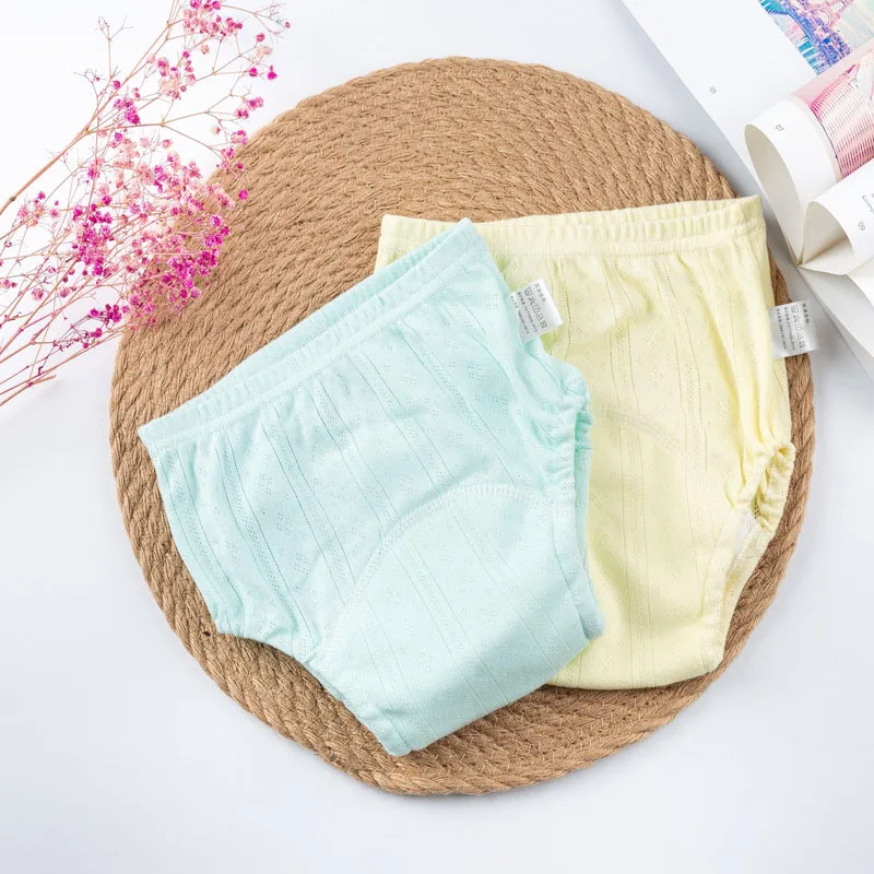 Pa&ntilde;ales reutilizables de tela para beb&eacute;, bragas transpirables, pantalones de entrenamiento de algod&oacute;n impermeables, Color puro-4