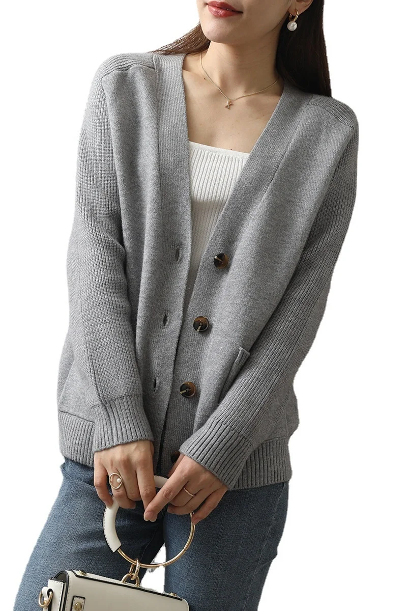 

Осенне-зимний вязаный кардиган, женский короткий свободный свитер, новинка, свитер с длинными рукавами, пальто, кардиган