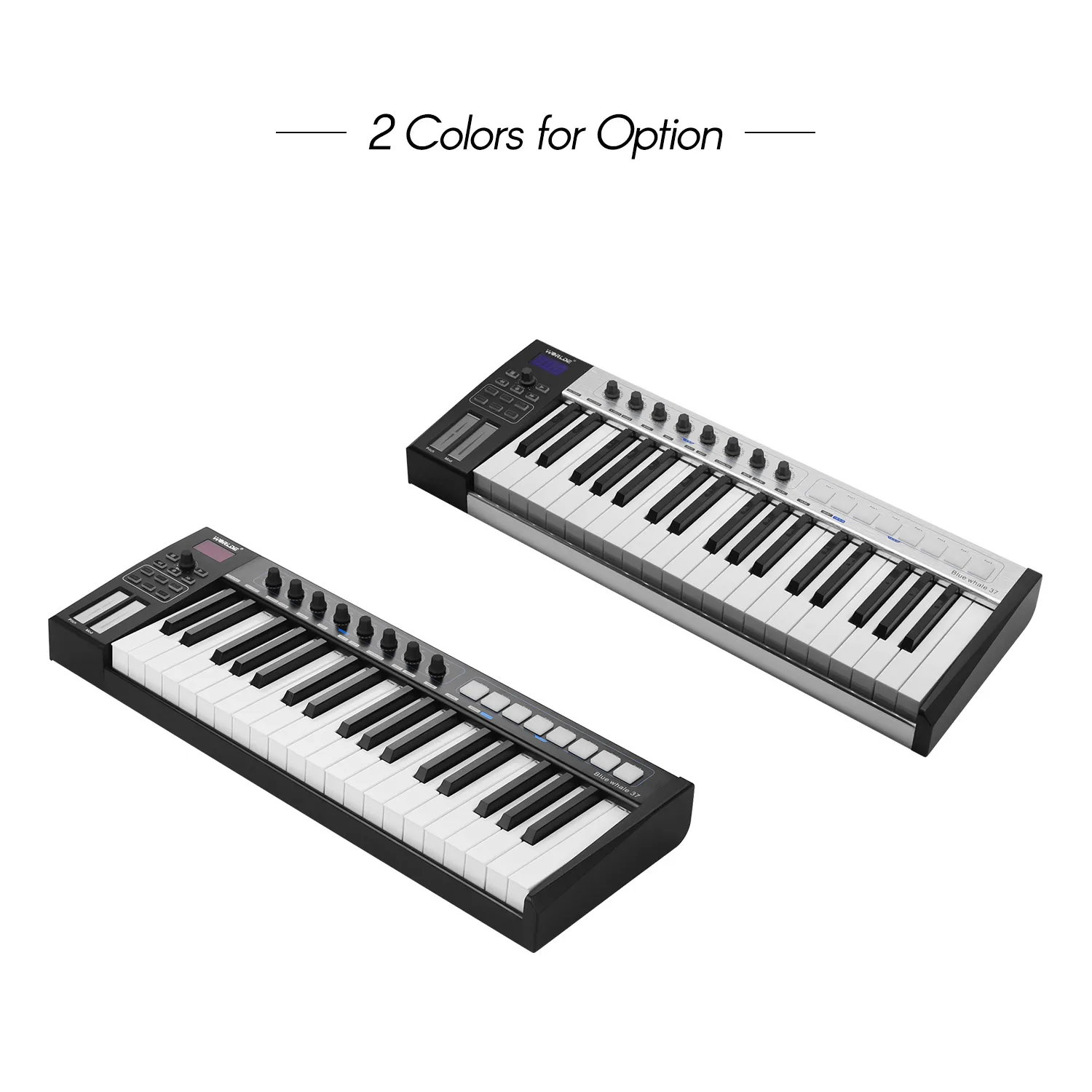 WORLDE Blue whale 37 Портативный USB MIDI контроллер клавиатуры полувзвешенных клавиш 8 RGB