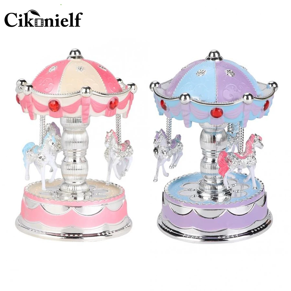 Новая светодиодная музыкальная шкатулка Merry go round Carousel для рабочего стола