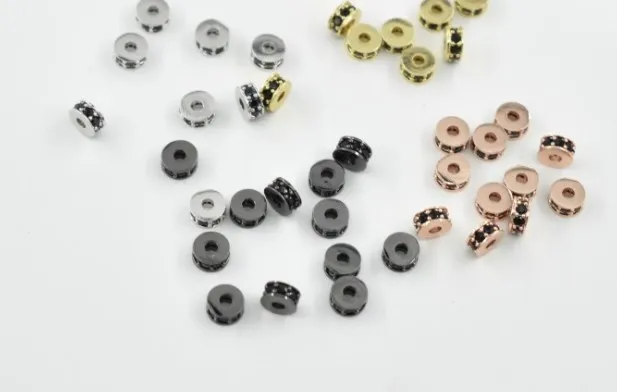 

6mm spacer crystal micro pave cz zircon cubic zirconia beads copper silver gold black plated bracelet accessories yuj453