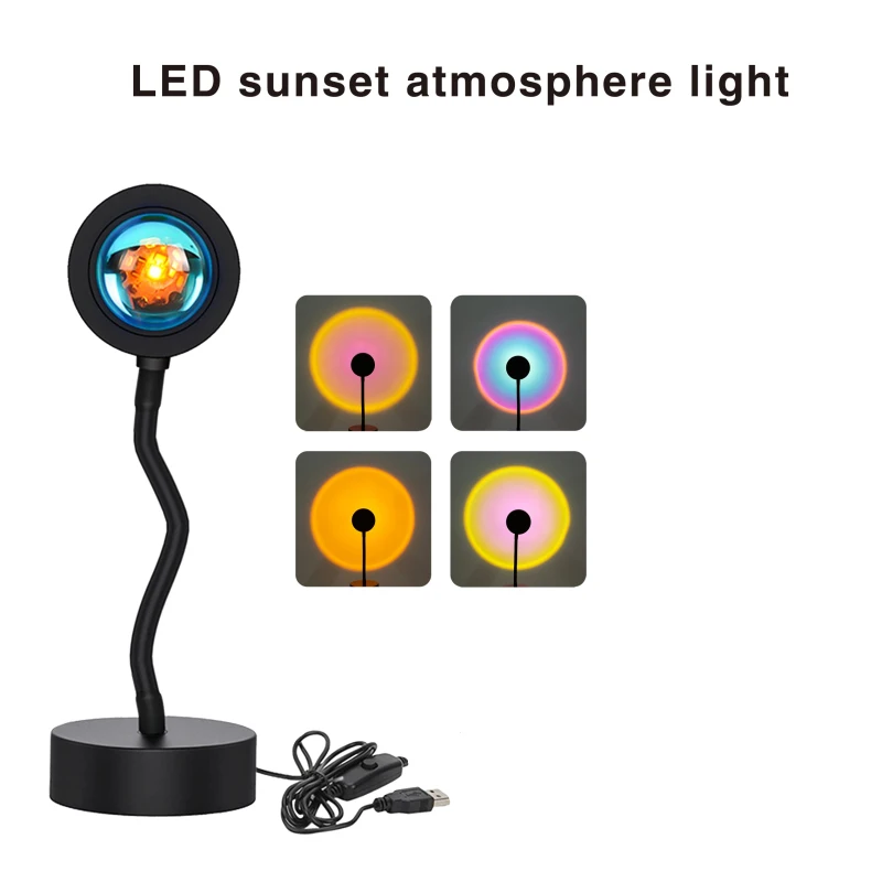 

USB Dusk Projection Light Rainbow Atmosphere LED Lamp For Home Bedroom Background Wall Decoration Night Lights Photography Lamp