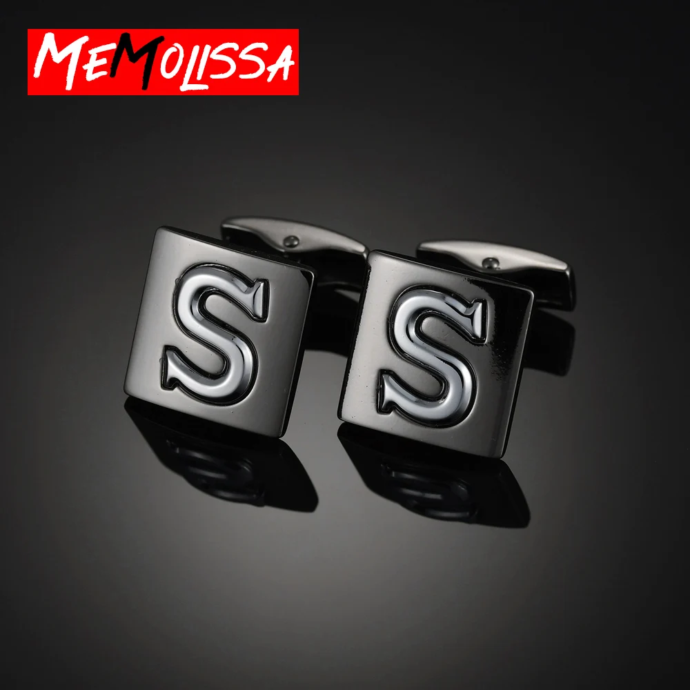 Роскошные мужские классические черные запонки с буквами алфавита S строгие