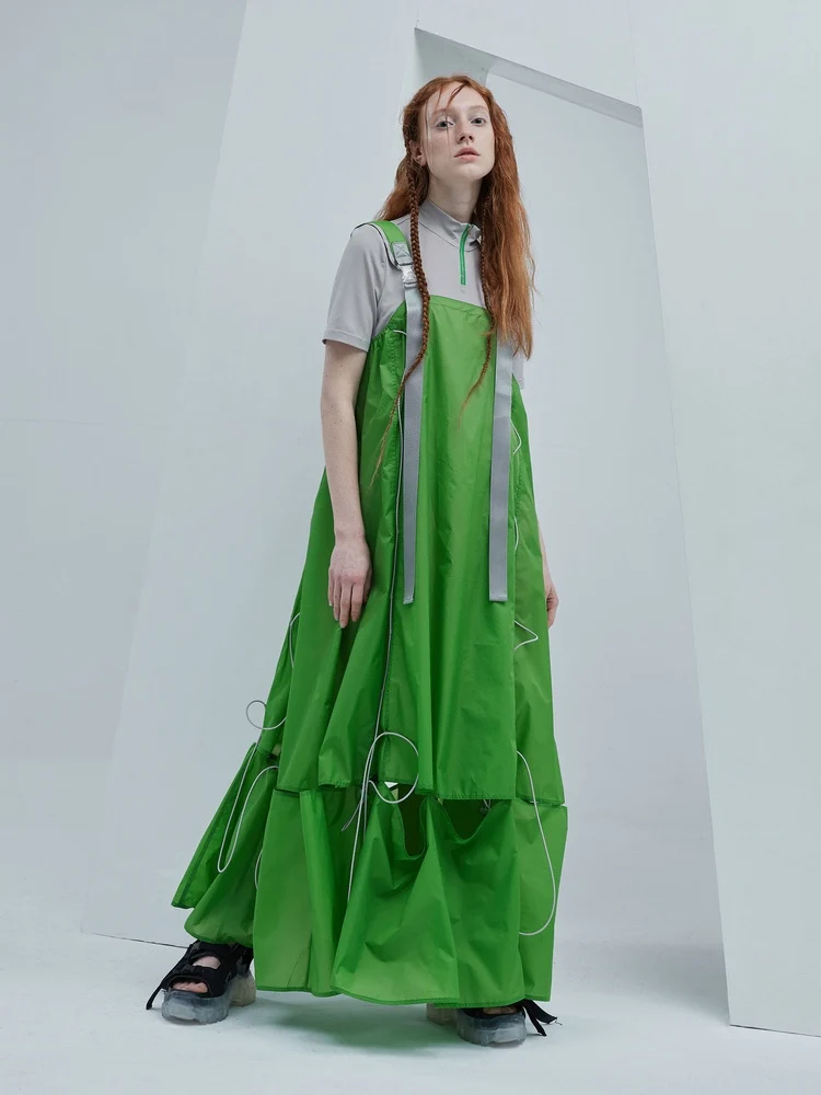 

2020SS NEW COLLECTION Original Design Sleeveless A Line Long Green Dress Women