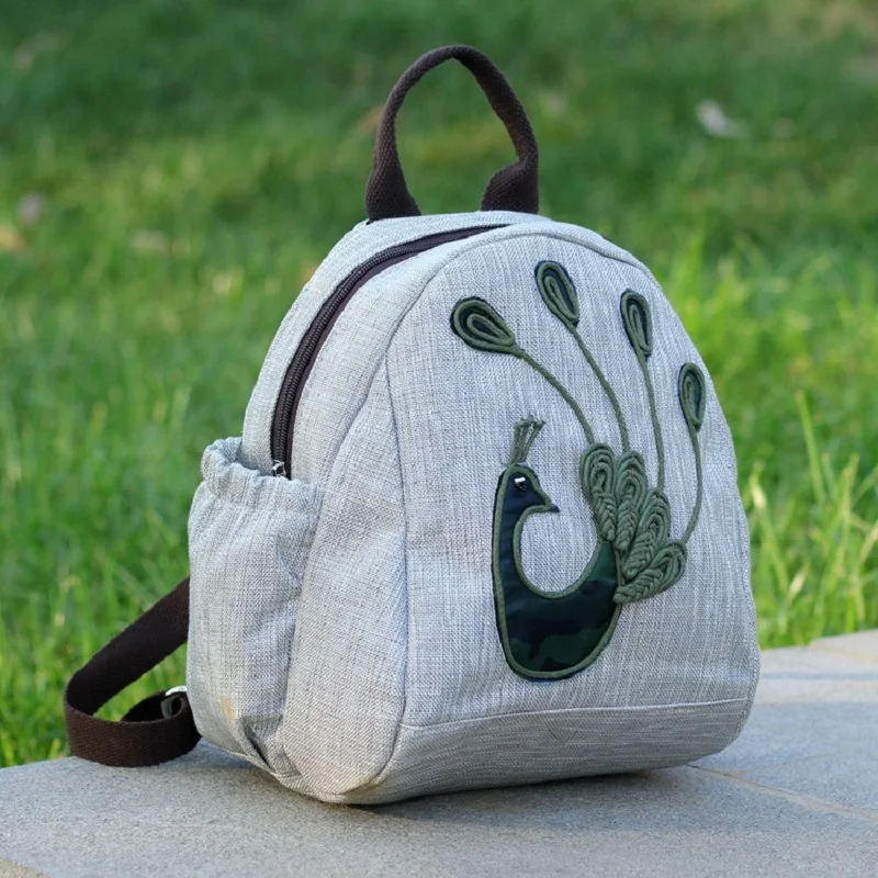 

Детская Этническая школьная сумка из хлопка и льна с принтом животных, Детский рюкзак ручной работы, ранец, сумка для книг, женская сумка, су...