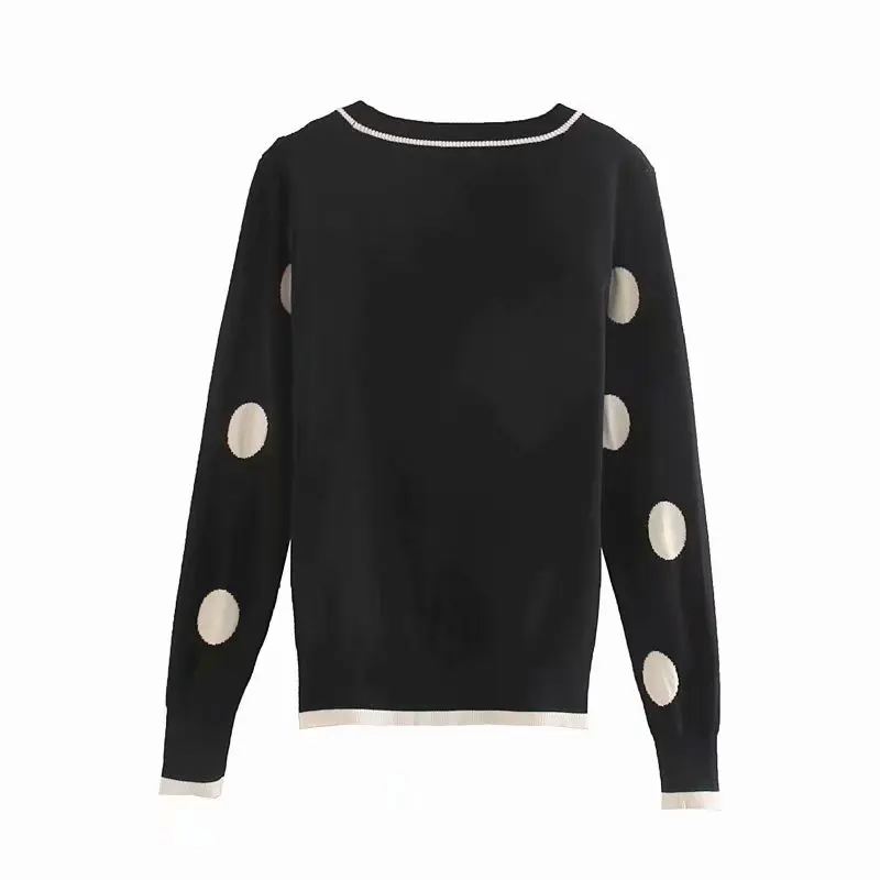 2019 осенне-зимний женский свитер кардиганы в Горошек Кардиганы с принтом пончо