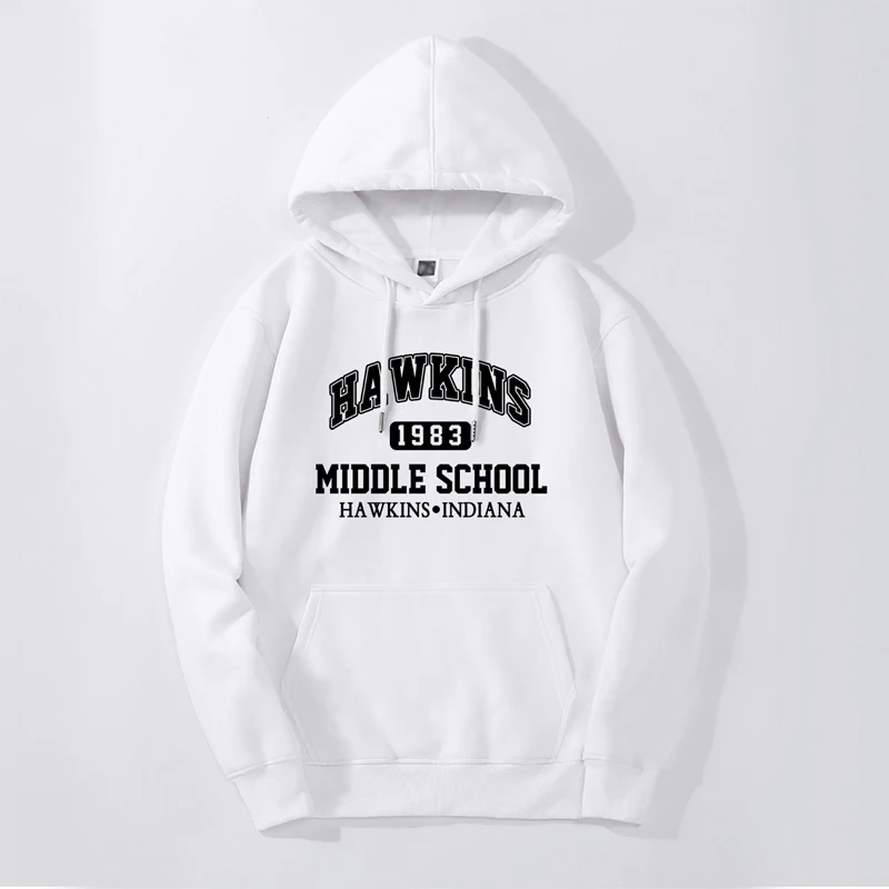 

Tenguatelier Stranger Things HAWKINS Hoodie Autumn Winter Warm Fleece High Quality Sweatshirt Fitness Hip Hop Streetwear