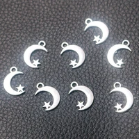50pcs silver plated cute mini moon star charm earrings bracelet pendant diy metal jewelry handicraft making 1711mm a2260