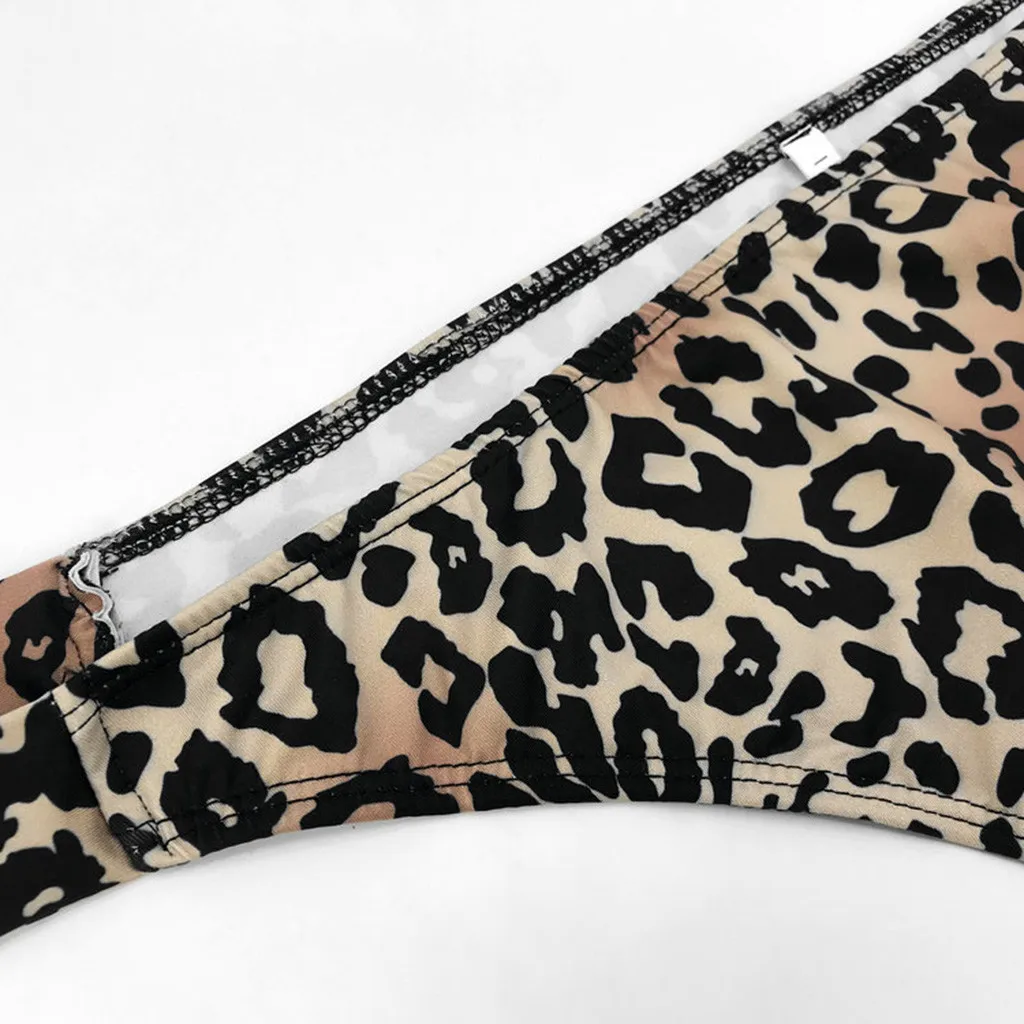 

2021 Womail bikini micro bikini high waist bikini Women Swimwear Leopard Print Bikini Set Push-up Padded Bra Bathing Beachwear