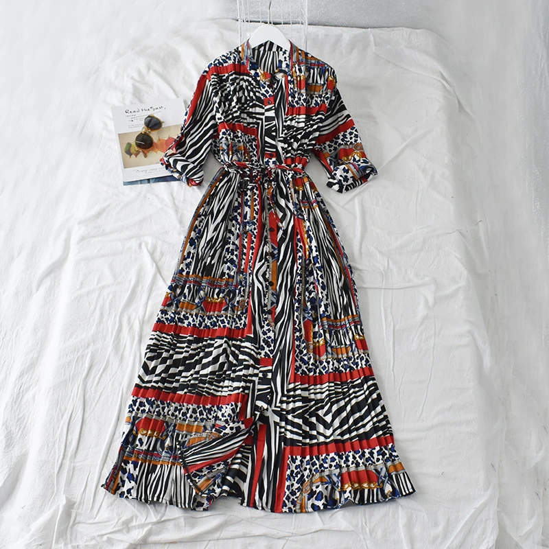 Женское длинное платье в национальном стиле Пляжное с цветочным принтом