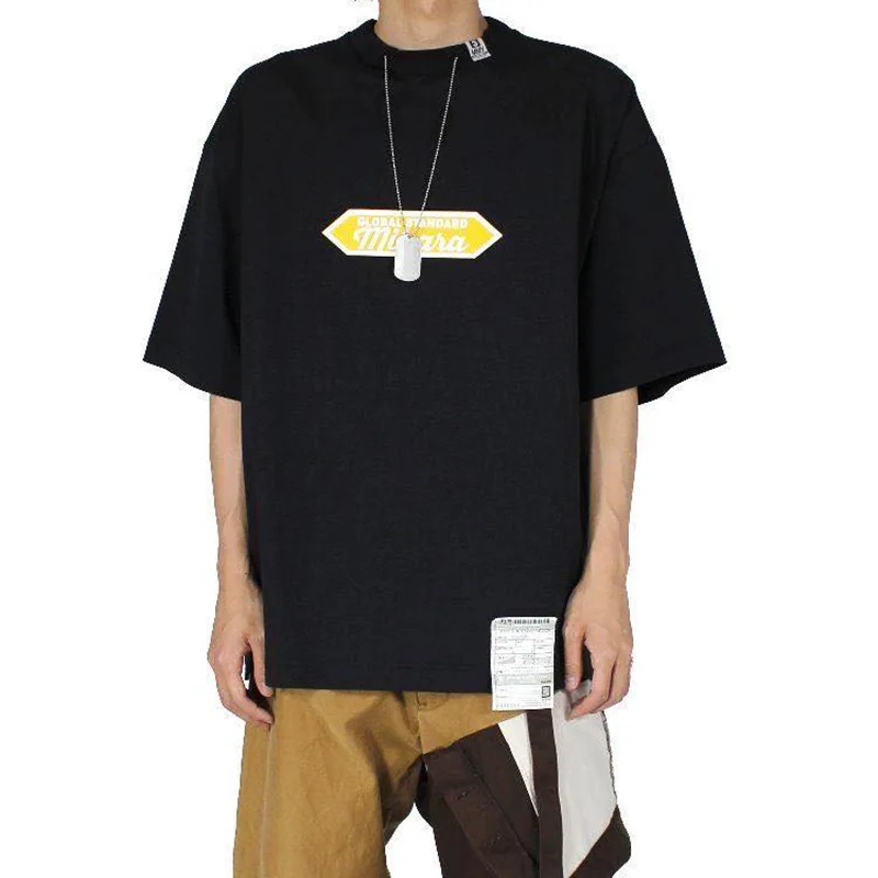 

American Fashion Brand MY T-shirt with Necklace Printed Patch Open Male Loose Short-sleeved Female Couples T-shirt