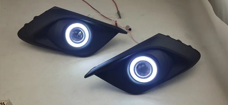 

free shipping, 2 LED car-styling for Mazda 3 Axela 2013-2015 LED Daytime Running Lights DRL Fog lights + Angel Eyes Kit