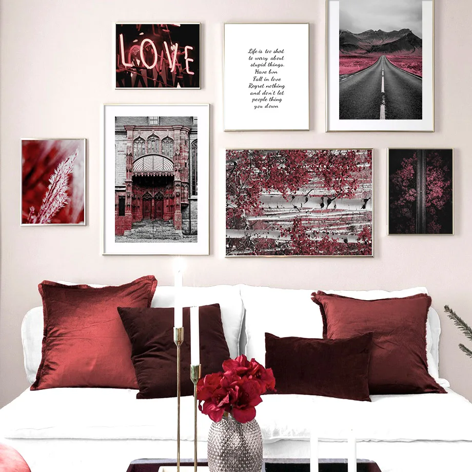 

Red Woods Road Aerial View Old Door Quote Wall Art Canvas Painting Nordic Posters And Prints Wall Pictures For Living Room Decor