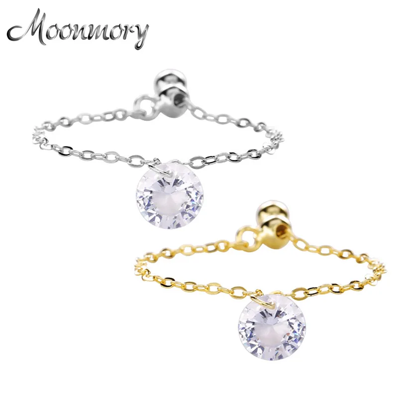 Женское кольцо цепочка из серебра 925 пробы с цирконом|Кольца| |