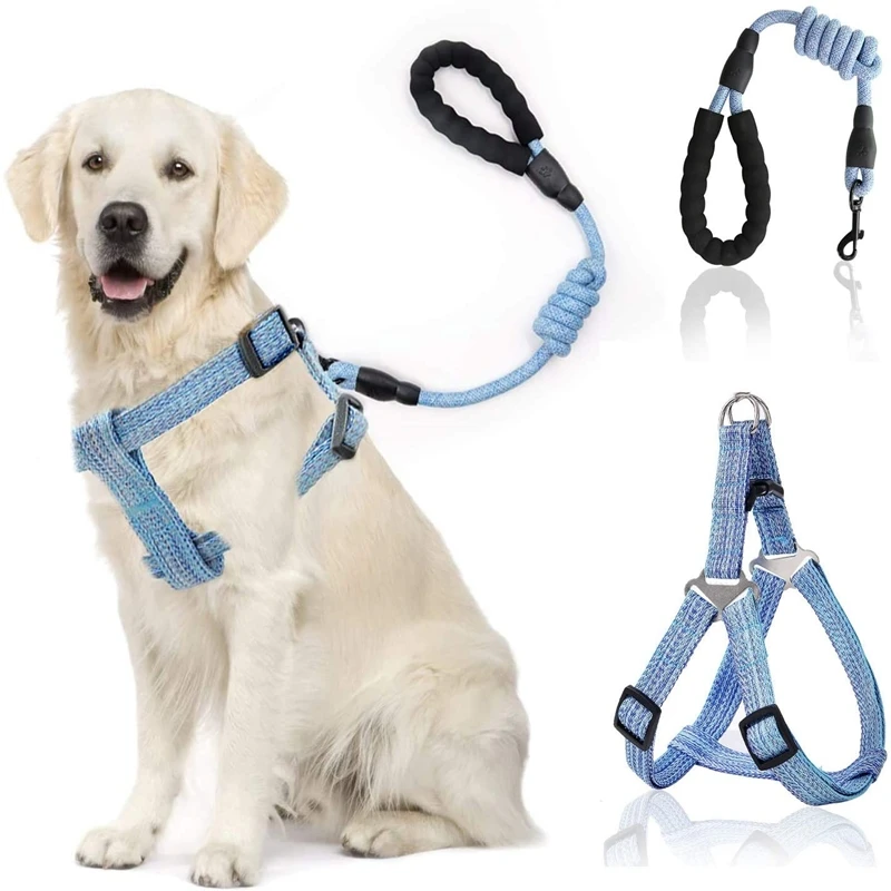 

Dog Harness Leash Rope Set Adjustable Dogs Chest Back Traction Rope Puppy Pet Nylon Durable Outdoor Walking Rope Chain Belt