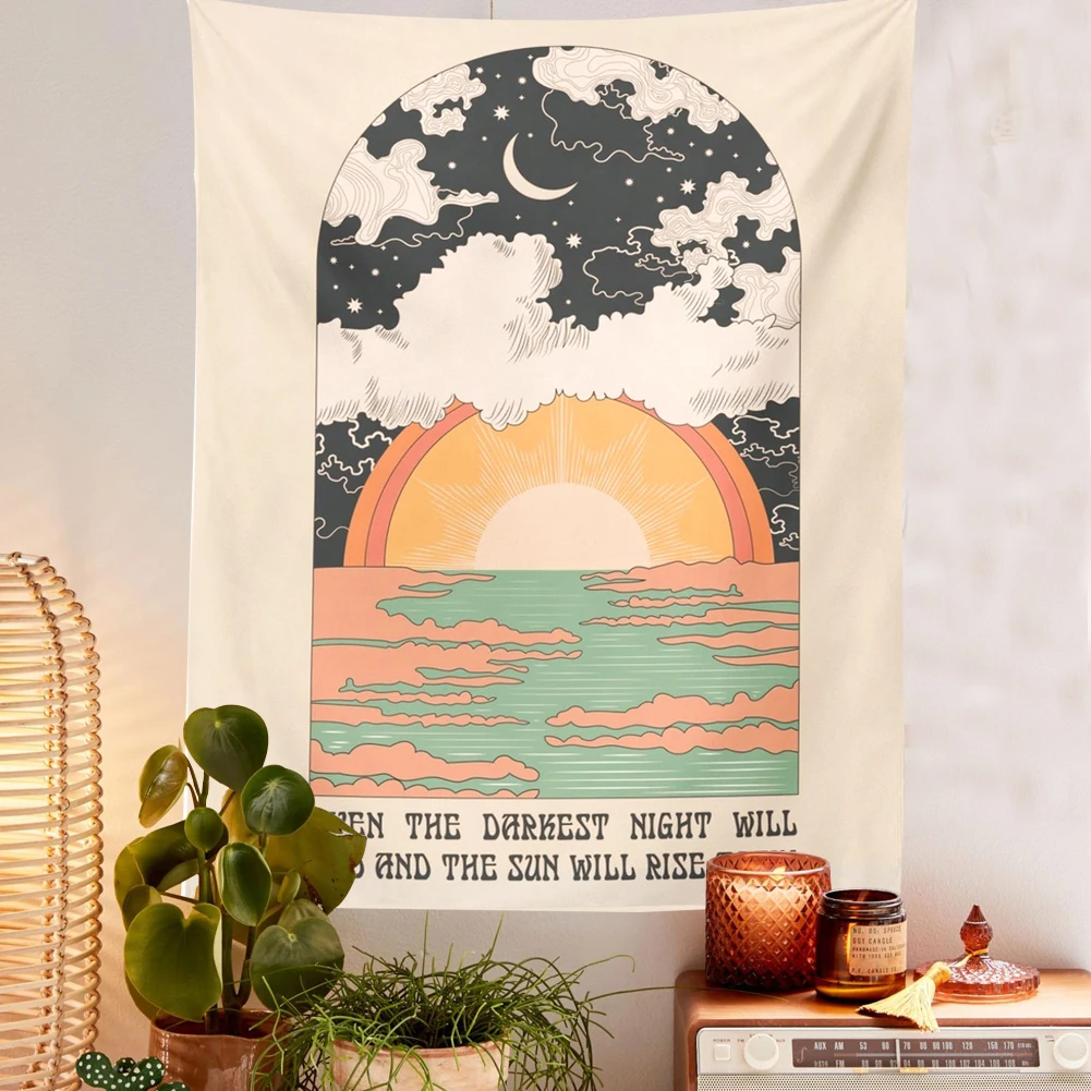Подвесной гобелен на стену с изображением солнца луны облаков таро гобелены для