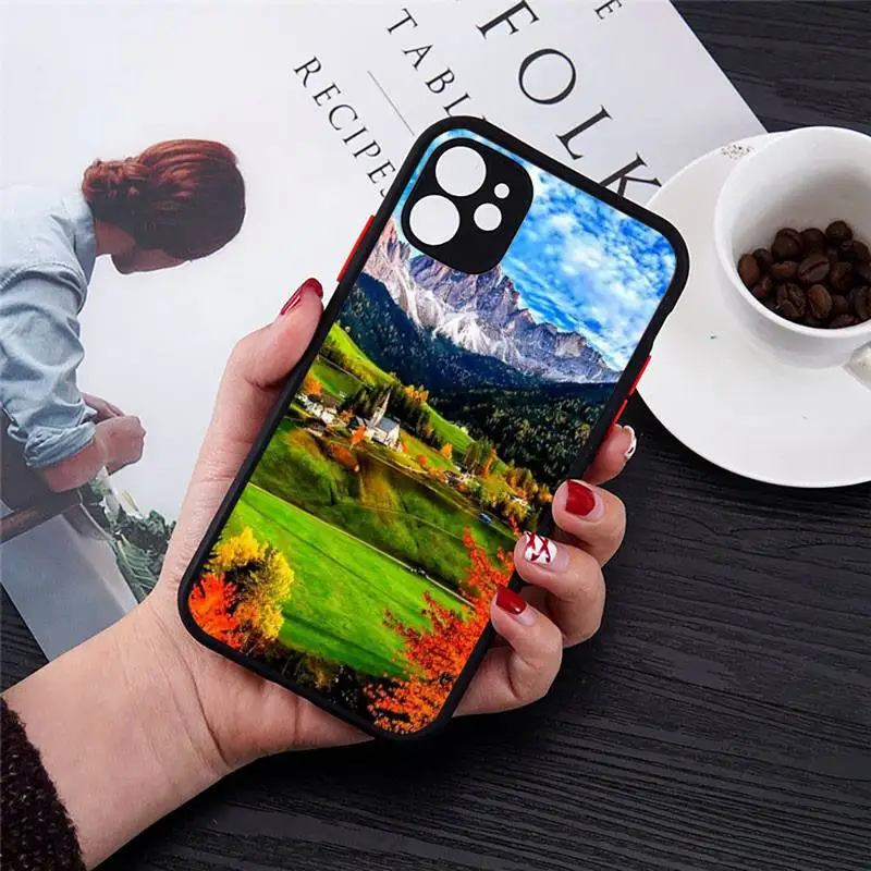 

Beautiful scenery of mountain fairy tale town Phone Case matte transparent For iphone 7 8 11 12 plus mini x xs xr pro max cover