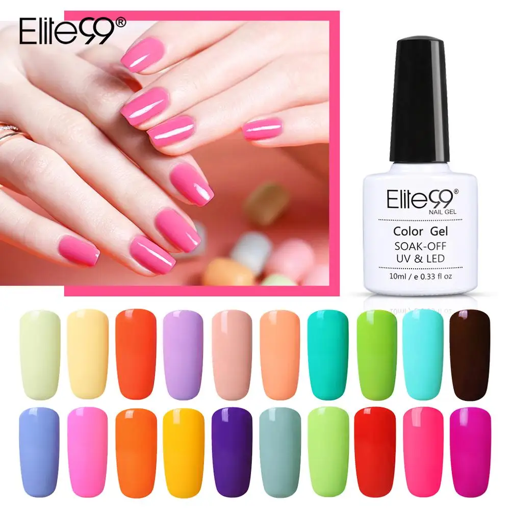 Elite99 10ml Macaron Candy Color Nail Gel Polish Vernis Semi Permanent UV Lacquer Art Varnish Soak Off | Красота и здоровье