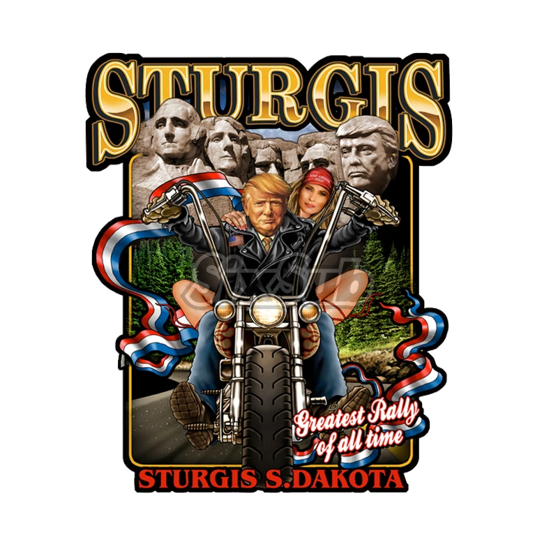 

Trump Sturgis Best Rally Of All Sign Art retro Mount Rushmore car moto stickers and decals# 027006