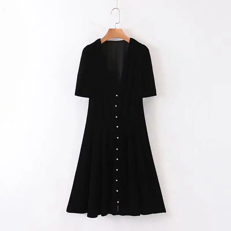 Xq8-45-9382 European and American fashion elastic velvet dress | Женская одежда