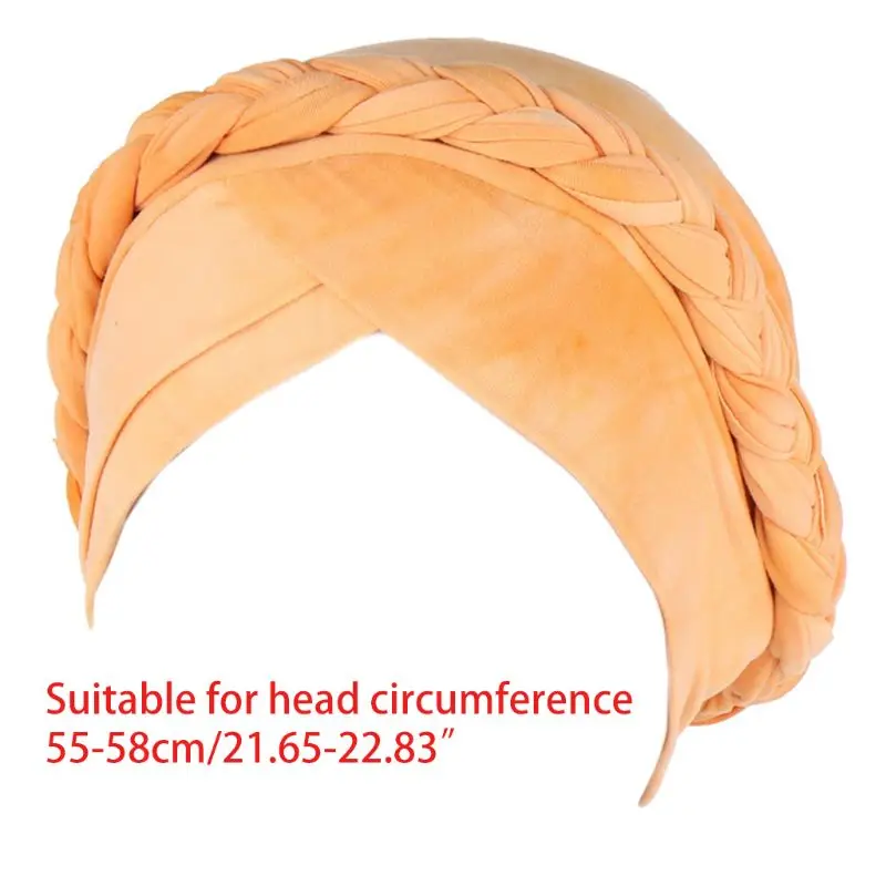 

Women Twisted Braid Muslim Turban Hat Gradient Tie-Dye Print Chemo Cancer Headscarf Slouchy Wrap Cap Hair Cover