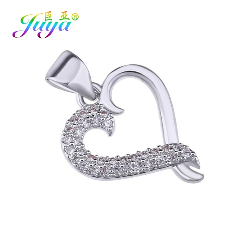 Juya Micro Pave Циркон золото/серебро/розовое золото Любовь Подвеска в виде сердца поставки для женщин модные ювелирные изделия