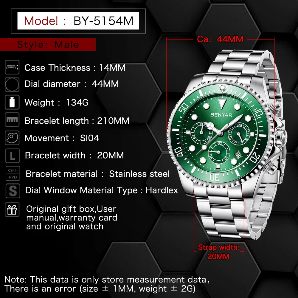 Часы-хронограф мужские из сплава водонепроницаемые до 30 м |