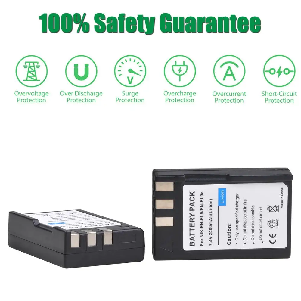 7 4 V 2400mAh EN-EL9 ENEL9 ENEL9a EN EL9 Сменный аккумулятор для цифровой камеры Nikon D40 D40X D60 D3000 D5000 |