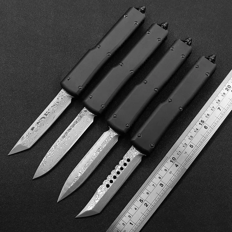 SABADO UT70 UT85 Damascus Blade OTF Hunting Survival Knife (CNC) 6061-t6 Aviation Aluminum Handle Outdoor Travel EDC Tool