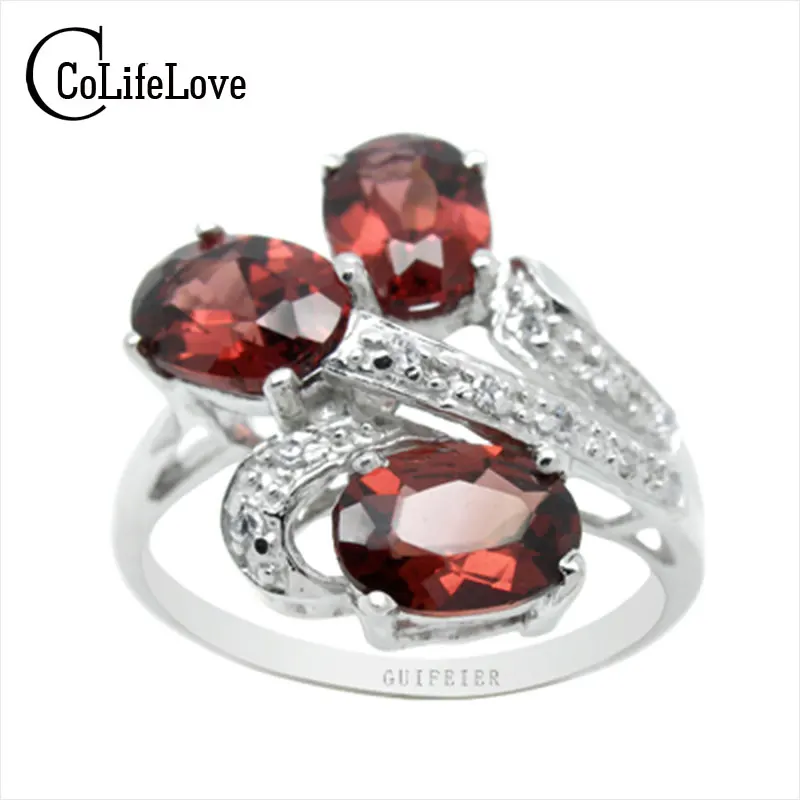 Дизайнерское кольцо с гранатом Chrame модное серебряное Ювелирное 3*5 мм из серебра