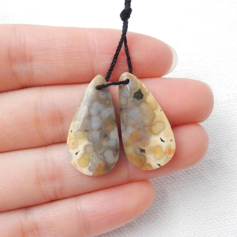 1 пара натуральных камней в форме капель океана Джаспер спереди просверленные