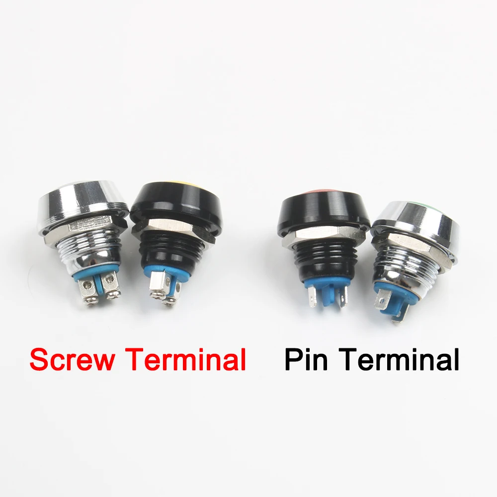 12 мм водонепроницаемый металлический кнопочный переключатель мгновенный